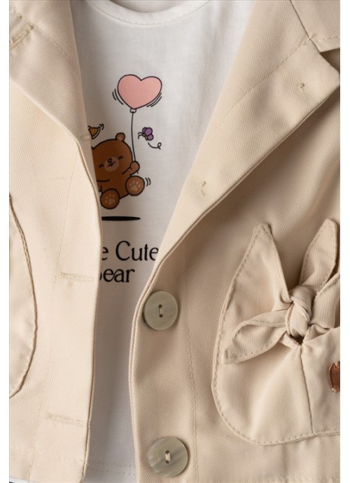 Σετ παντελόνι τζην με μπλούζα και μπουφάν Εβίτα