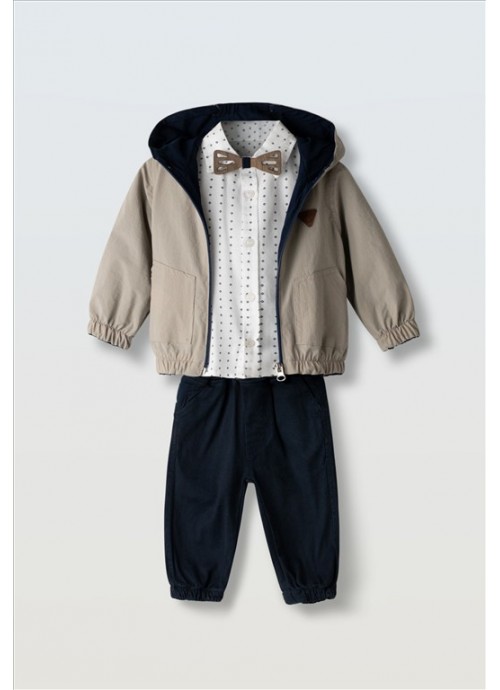 15286-Σετ παντελόνι με πουκάμισο και μπουφάν Hashtag