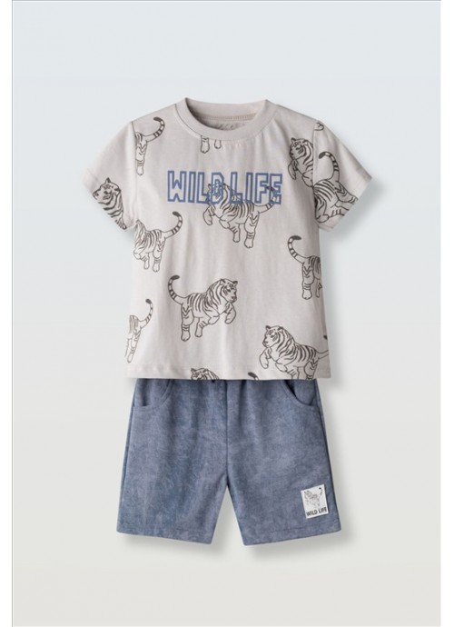 15346-Σετ σορτσάκι wild life Hashtag