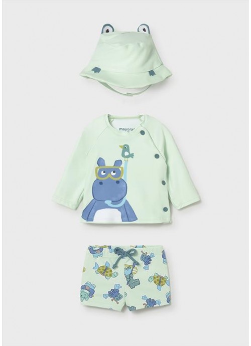 15840-Μαγιό με μπλούζα ηλιοπροστασίας και καπέλο Mayoral