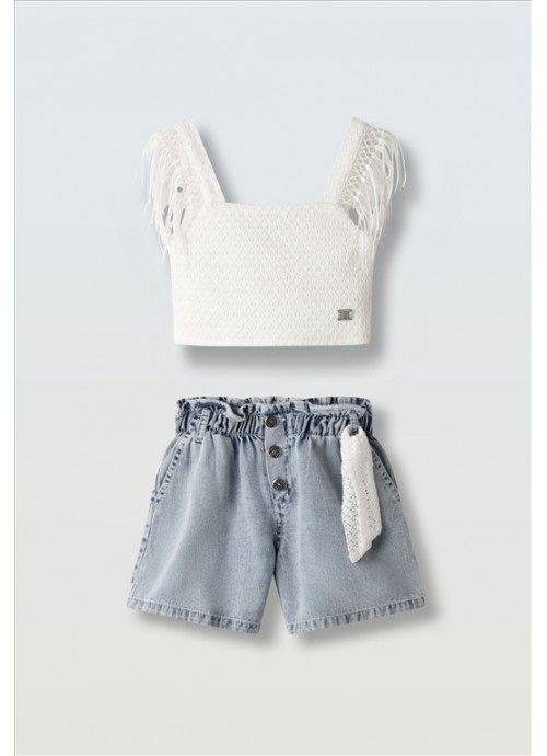 15711-Σετ σορτσάκι τζην με τοπ Εβίτα