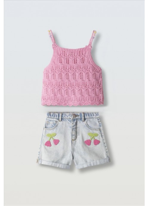 Σετ σορτσάκι τζην με τοπ Εβίτα
