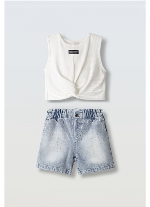 15997-Σετ σορτσάκι τζην με τοπ Εβίτα