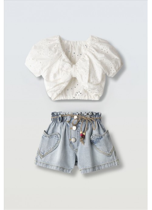 16027-Σετ σορτσάκι τζην με τοπ Εβίτα