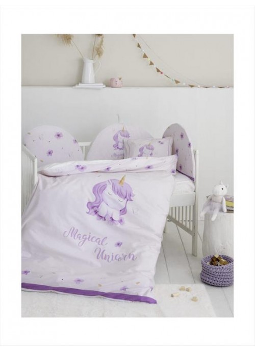 12577-Σετ Σεντόνια Κούνιας με Λάστιχο - Magical Unicorn - 34374 - NIMA HOME