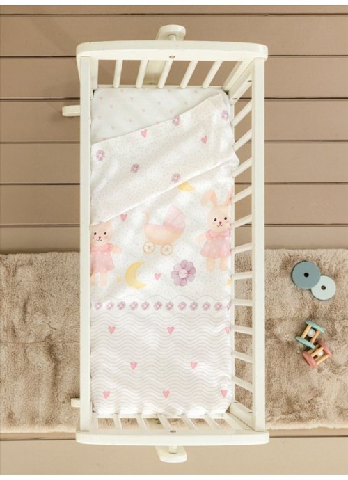 17319-Σεντόνι Λίκνου (Σετ 2 Τμχ) 70X110 Nima My Little Bunny